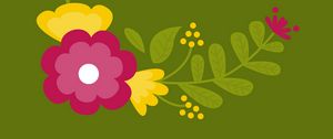 Preview wallpaper flowers, art, vector, branches, leaves