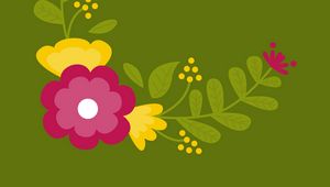 Preview wallpaper flowers, art, vector, branches, leaves