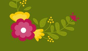 Preview wallpaper flowers, art, vector, branches, leaves
