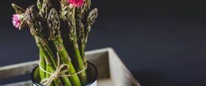 Preview wallpaper flowers, asparagus, mug, bouquet, plants