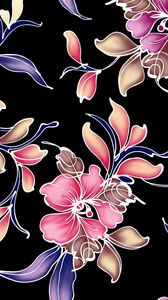 Preview wallpaper flowers, background, dark, patterns