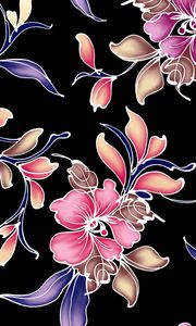 Preview wallpaper flowers, background, dark, patterns