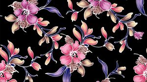 Preview wallpaper flowers, background, dark, patterns