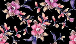 Preview wallpaper flowers, background, dark, patterns