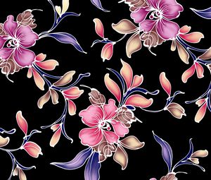 Preview wallpaper flowers, background, dark, patterns