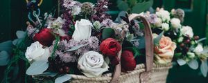 Preview wallpaper flowers, basket, bouquet