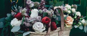 Preview wallpaper flowers, basket, bouquet