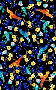 Preview wallpaper flowers, birds, fish, pattern, art