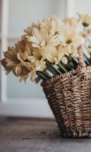Preview wallpaper flowers, bouquet, basket, yellow