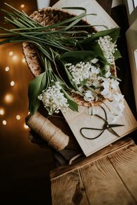 Preview wallpaper flowers, bouquet, basket, book, aesthetics