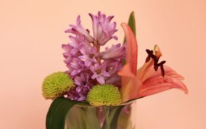 Preview wallpaper flowers, bouquet, glass, minimalism