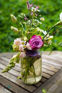 Preview wallpaper flowers, bouquet, jar, aesthetics