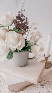 Preview wallpaper flowers, bouquet, mug, still life, light