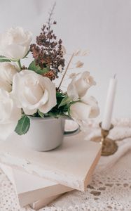 Preview wallpaper flowers, bouquet, mug, still life, light