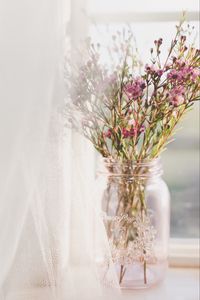 Preview wallpaper flowers, bouquet, pink, vase, window