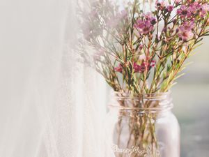 Preview wallpaper flowers, bouquet, pink, vase, window