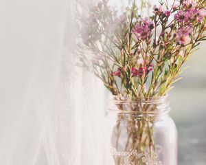 Preview wallpaper flowers, bouquet, pink, vase, window