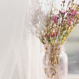 Preview wallpaper flowers, bouquet, pink, vase, window