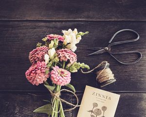 Preview wallpaper flowers, bouquet, thread, postcard, aesthetics
