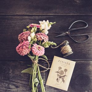Preview wallpaper flowers, bouquet, thread, postcard, aesthetics
