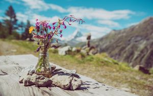 Preview wallpaper flowers, bouquet, vase, stones, nature