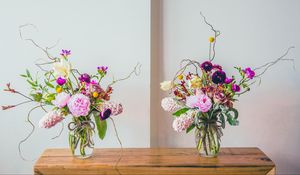 Preview wallpaper flowers, bouquet, vase, composition, aesthetics