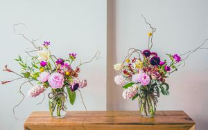 Preview wallpaper flowers, bouquet, vase, composition, aesthetics
