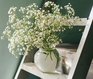 Preview wallpaper flowers, bouquet, vase, stairs, aesthetics