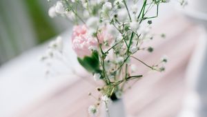 Preview wallpaper flowers, bouquet, vase, aesthetics, light