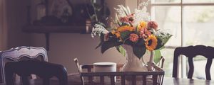 Preview wallpaper flowers, bouquet, vase, cup, aesthetics