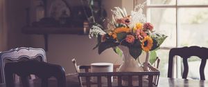 Preview wallpaper flowers, bouquet, vase, cup, aesthetics
