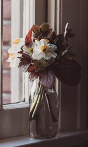 Preview wallpaper flowers, bouquet, vase, windows