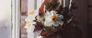 Preview wallpaper flowers, bouquet, vase, windows