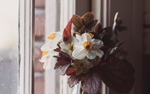 Preview wallpaper flowers, bouquet, vase, windows