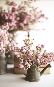 Preview wallpaper flowers, bouquet, watering can, aesthetics