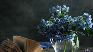 Preview wallpaper flowers, bouquets, vase, book, box