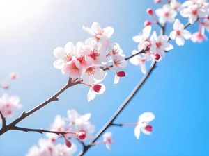 Preview wallpaper flowers, branch, petals, sky, bloom