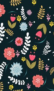 Preview wallpaper flowers, branches, leaves, pattern, art