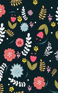 Preview wallpaper flowers, branches, leaves, pattern, art