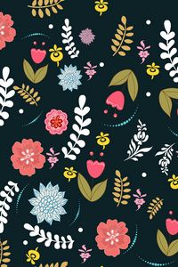 Preview wallpaper flowers, branches, leaves, pattern, art