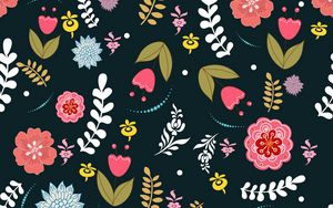 Preview wallpaper flowers, branches, leaves, pattern, art