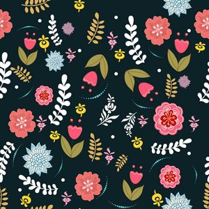 Preview wallpaper flowers, branches, leaves, pattern, art