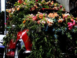 Preview wallpaper flowers, car, bouquets