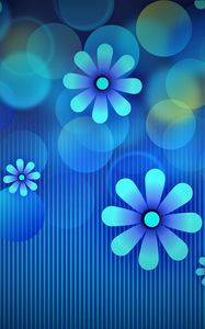 Preview wallpaper flowers, circles, lines, blue, pattern