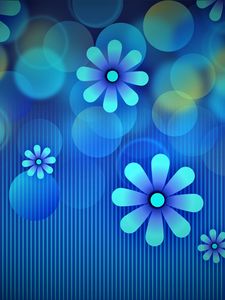 Preview wallpaper flowers, circles, lines, blue, pattern