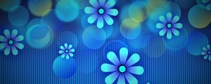 Preview wallpaper flowers, circles, lines, blue, pattern