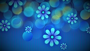 Preview wallpaper flowers, circles, lines, blue, pattern