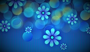 Preview wallpaper flowers, circles, lines, blue, pattern