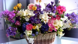 Preview wallpaper flowers, colorful, different, basket, flower, beautiful