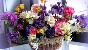 Preview wallpaper flowers, colorful, different, basket, flower, beautiful